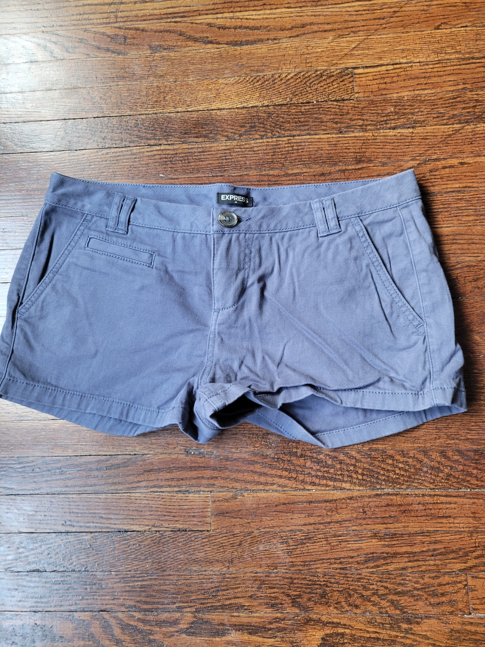 Express Womens Shorts 6 Blue Chino Shortie Capsule Minimalist Preppy Timeless - Picture 4 of 17
